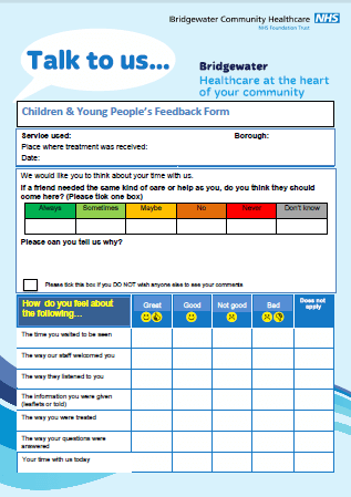Children & Young People’s Feedback Form